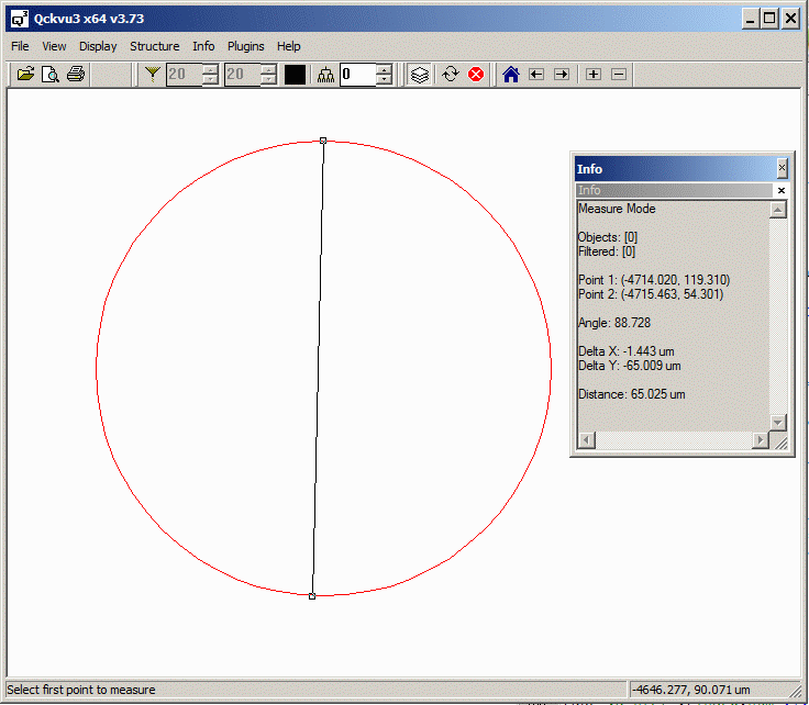 use the Qckvu3 ruler to measure the diameter of the package pad. When we import the AIF we will force the AIF pad to be this diameter instead of what is set in the AIF file.